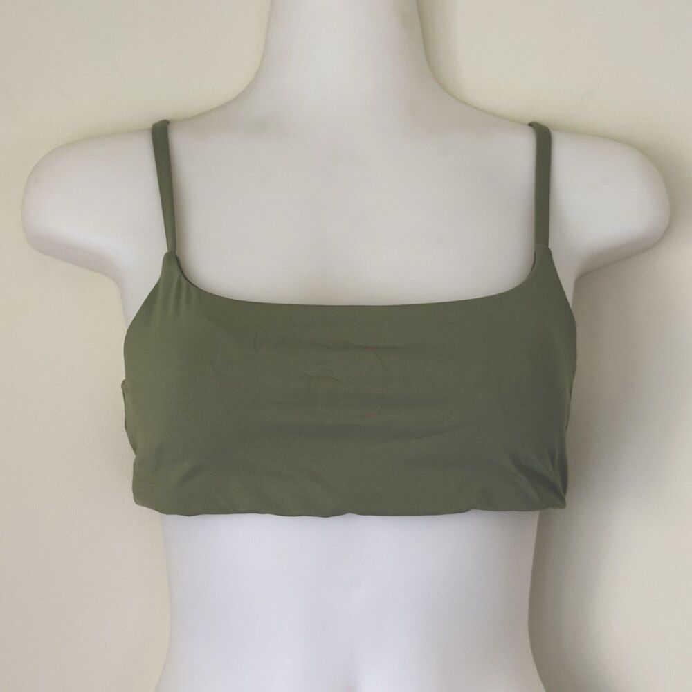 Athleta Square Neck Bikini Top Women XS Eucalyptus Olive Green Adjustable Straps